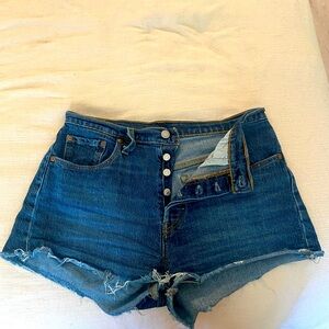 Levi’s High-Rise Dark Wash Denim Shorts